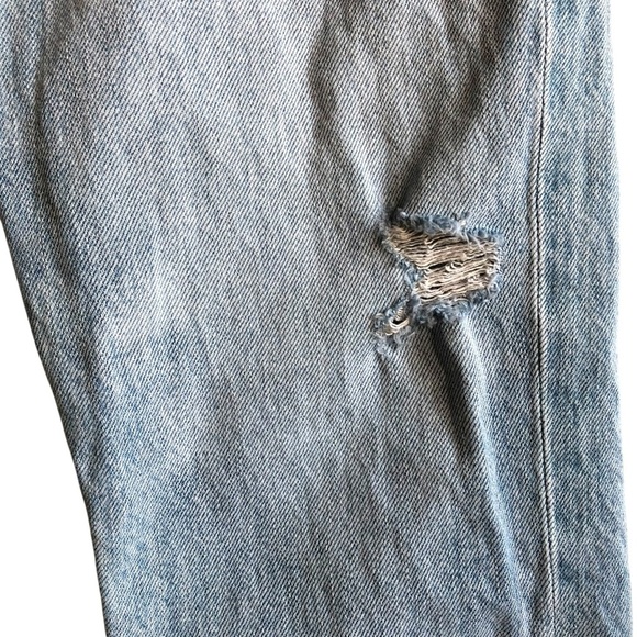 Agolde Riley High Rise Crop Jeans Light Blue Distressed Denim Size 25 - Picture 6 of 16
